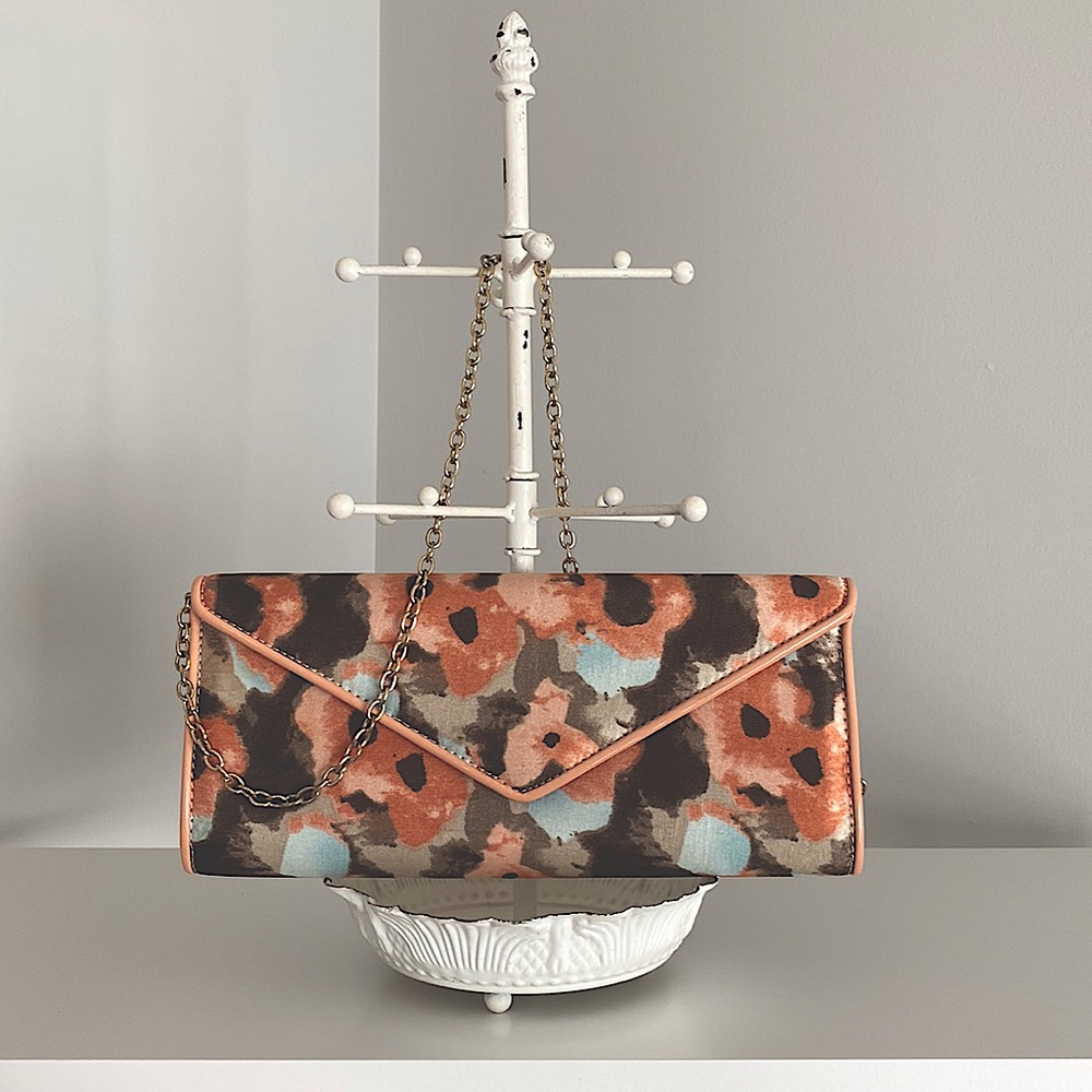 Aldo Multi-colored Clutch w/Gold Chain